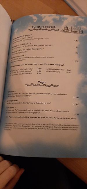 Section in the menu with vegetarian and vegan dishes at Oskar in Bayreuth