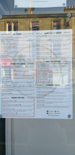 menu at Down to Earth in Glasgow