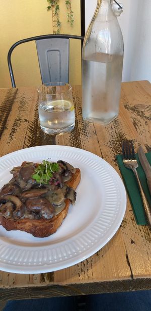 Coconut mushroom toast ♡ at Down to Earth in Glasgow