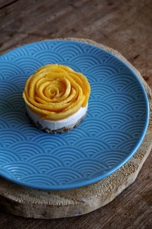 Raw Mango Cheesecake at Les Papilles Heureuses in Soubes
