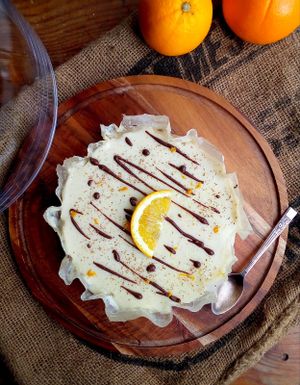 Orange Creamy Cake with Chestnut Genoise at Les Papilles Heureuses in Soubes