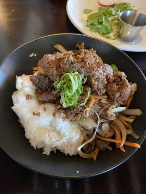 Japchae bowl w impossible meat  at Arario Midtown in Reno