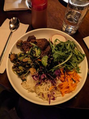 Vegan bibimbap with beyond burger at Arario Midtown in Reno