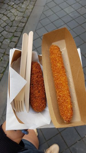 Vega kroket & vegan kipcorn (recommended!!!) at Friet Elite in Maastricht