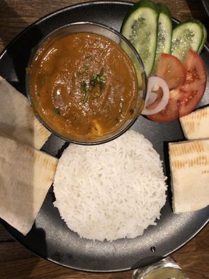 Vegan tofu with Rice, a little bit spicy at Hoppiness Beer & Food in Warsaw