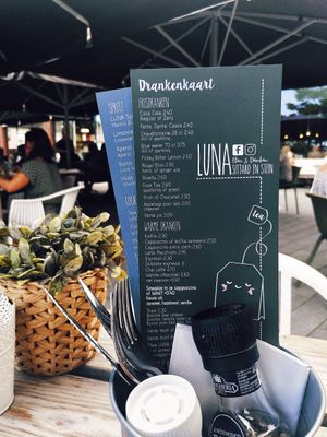 Drinking options and a glimpse at the terrace at Luna in Stein