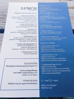 Menu with some vegetarian and a vegan option at Luna in Stein