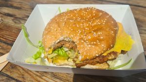 Hello Rosie burger (photo doesn't do it justice) at Hello Rosie in Hamilton