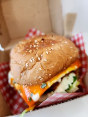 Buffalo burger at Hello Rosie in Hamilton