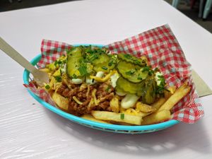 Burger fries at Hello Rosie in Hamilton