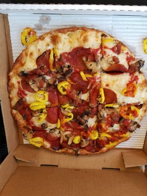 Pepperoni, mushroom, and banana peppers at Ohio Pie in Brunswick