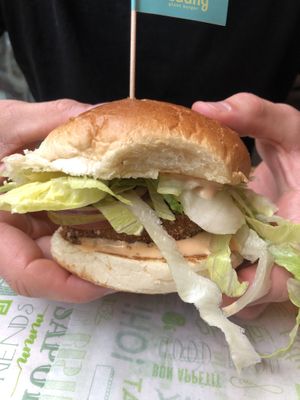 Falafel-quinoa burger at €7.50  at Vedang - green burger | Mall of Berlin in Berlin