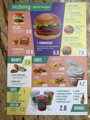 Menu  at Vedang - green burger | Mall of Berlin in Berlin