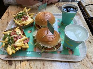 Combo deals (Burger, cheesy fries and drink)  at Vedang - green burger | Mall of Berlin in Berlin