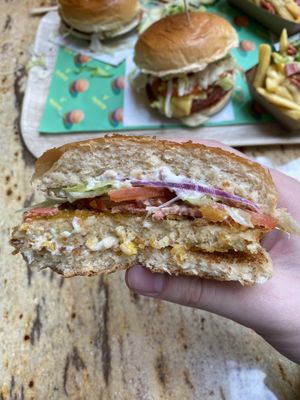 Crispy Chick Burger (with  added bacon)  at Vedang - green burger | Mall of Berlin in Berlin