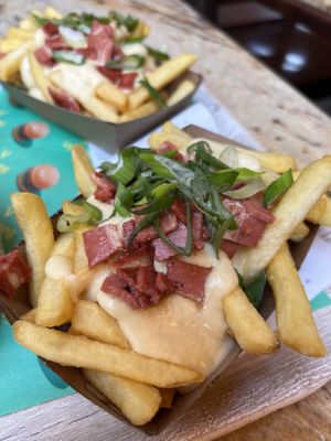 Cheesy fries + bacon  at Vedang - green burger | Mall of Berlin in Berlin