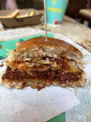 Babycue Burger (+ cheese)  at Vedang - green burger | Mall of Berlin in Berlin