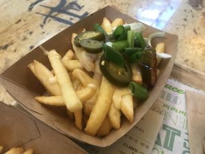 Cheesy fries at Vedang - green burger | Mall of Berlin in Berlin