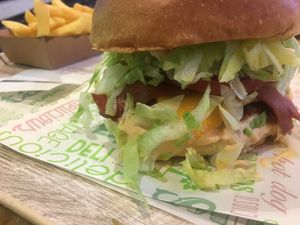 Beyond Burger in your face.  at Vedang - green burger | Mall of Berlin in Berlin