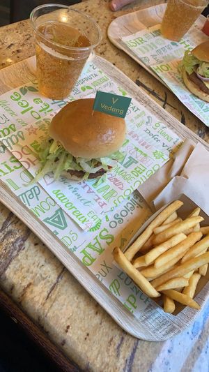 Cheese burger and fries at Vedang - green burger | Mall of Berlin in Berlin