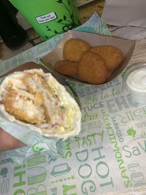 Chicken wrap and chicken nuggets, both amazing !! So tasty  at Vedang - green burger | Mall of Berlin in Berlin