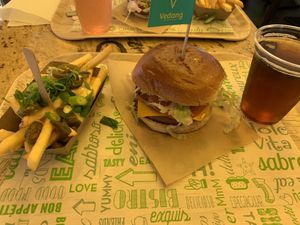 Beyond Burger with vegan bacon and cheese. ❤️🌱 at Vedang - green burger | Mall of Berlin in Berlin