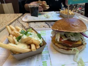 Burger and fries  at Vedang - green burger | Mall of Berlin in Berlin