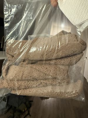 Injera sack (2 sides of it)  at Lucy Ethiopian in Las Vegas