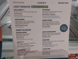 Light Favorites menu has a Mexicali Vegan salad or wrap. at Chopt - Neuse Rd in Raleigh