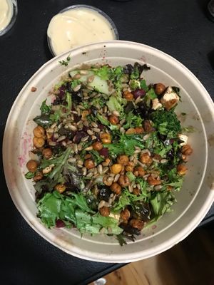 Harvest Crunch Salad with added tofu; Tahini Maple Dressing.  Diced. at Diced - Kildaire Farm Rd in Cary