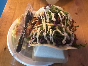 Caulk taco side of potato salad  at Juicy's Wellness Cafe in Murfreesboro