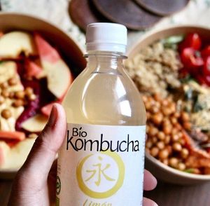 Kombucha!!! And Buddha bowl and duo hummus, everything vegan  at Bar Hola Flora in Burgos