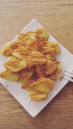 Amazing bravas potatoes  at Bar Hola Flora in Burgos