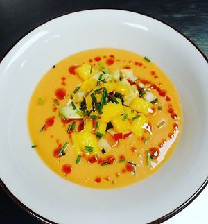 Mango gazpacho  at Bar Hola Flora in Burgos