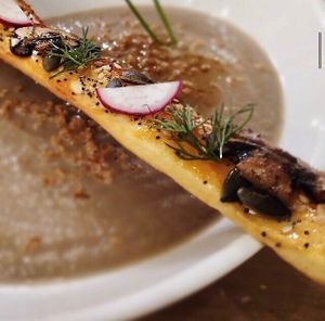 Portobello mushroom cream  at Bar Hola Flora in Burgos