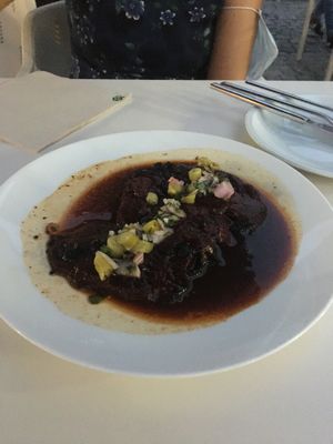 Sandia asada / roasted watermelon (vegan) at Bar Hola Flora in Burgos