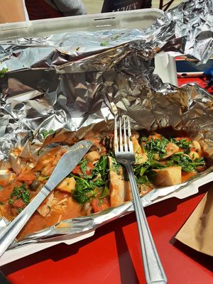 Delicious jackfruit and mushroom shakshuka at Beach House in Lyme Regis