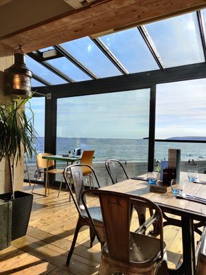 View from upstairs restaurant  at Beach House in Lyme Regis