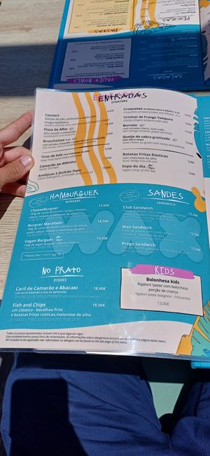 Menú at Wax RestoBar in Faro