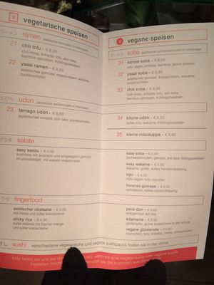 Veg*n options at Sasou in Munich