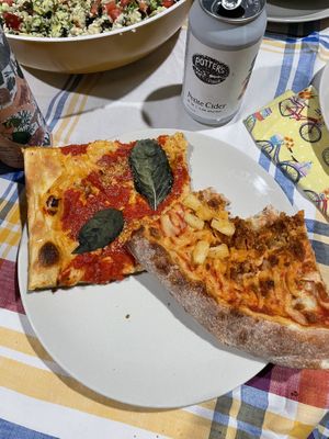 Vegan grandma and vegan chorizo pizza   at Zorch Pizza in Richmond