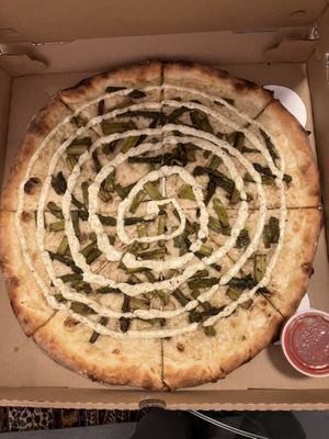Zazparagus vegan pizza   at Zorch Pizza in Richmond
