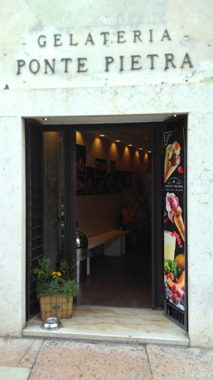The front of the shop at Gelateria Ponte Pietra in Verona