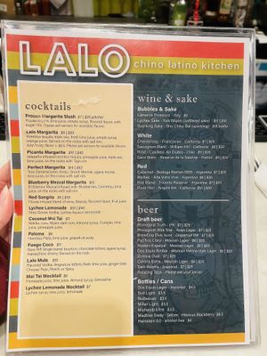Drink menu  at Lalo in Cincinnati