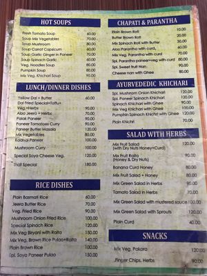 Menu Ayurveda cafe page 2.  at Ayurveda Caffe in Rishikesh