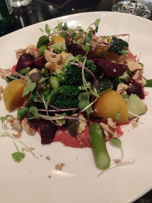 Hummus salad at Glass Brasserie in Sydney