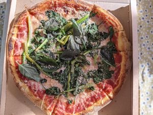 Helsinki “The Green” Pizza (95 DKK in July 2021) at POW - The Vegan Pizzeria in Copenhagen