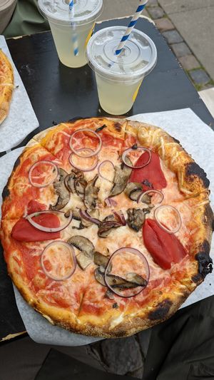 Pizza Denver and Homemade Lemonade at POW - The Vegan Pizzeria in Copenhagen