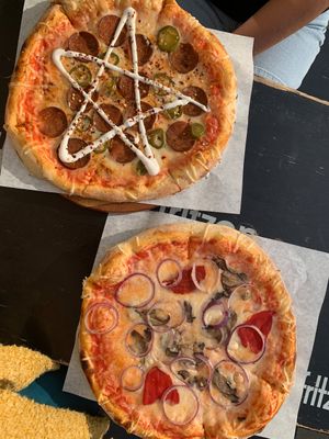 Pizza for me and my sis at POW - The Vegan Pizzeria in Copenhagen