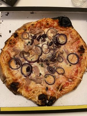Pizza with jackfruit  at POW - The Vegan Pizzeria in Copenhagen